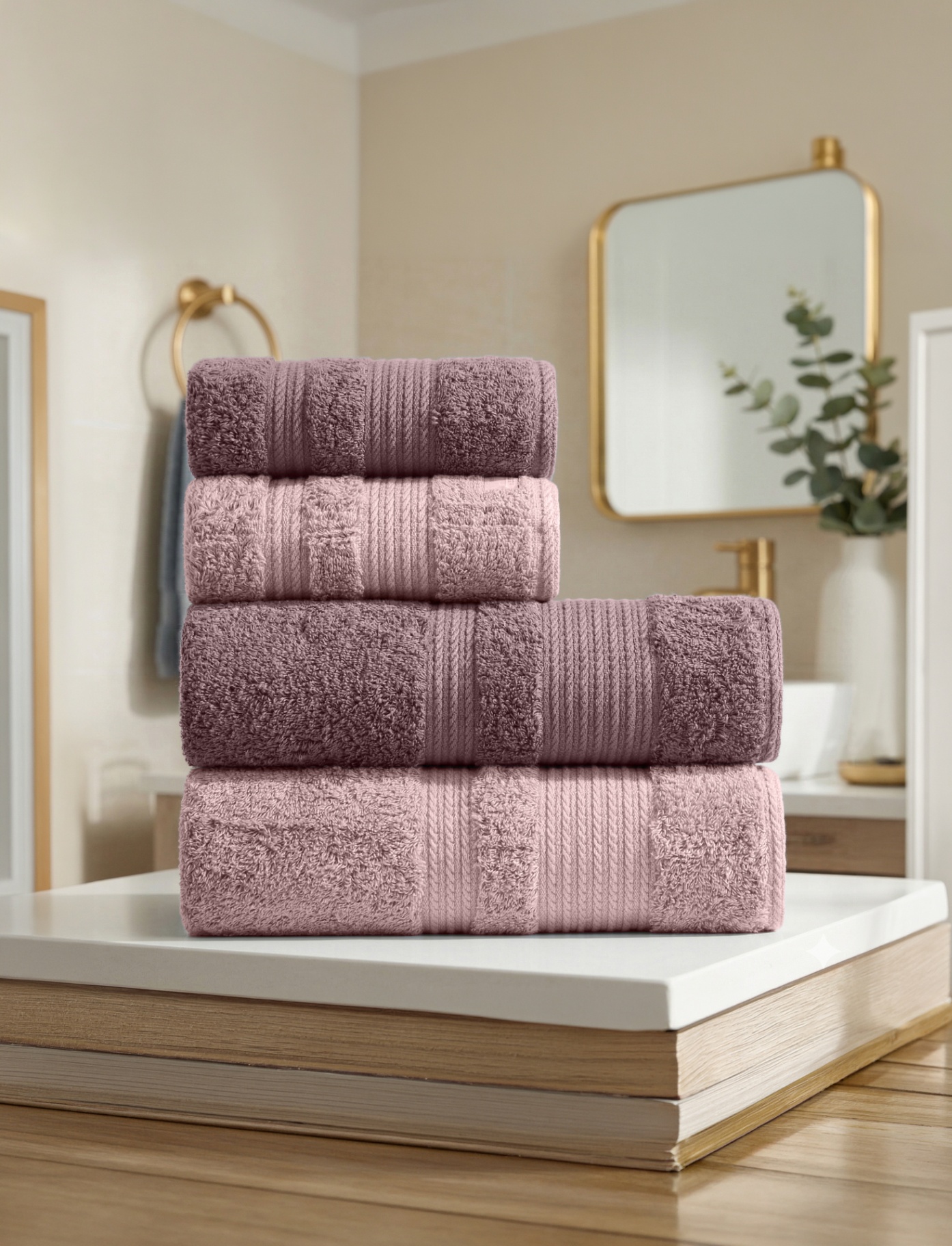 Toalhas rosadas em composição premium